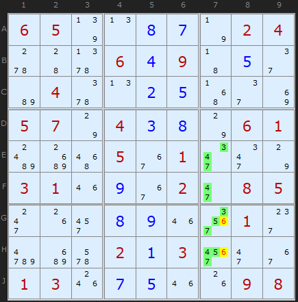 Pointing triples - Sudoku technique