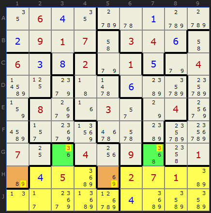 Sudoku - Your attention. Sudoku puzzle, easy level, #282 Sudoku 6x6,  separated by smaller rectangles of 2x3 cells. It is necessary to fill empty  cells with numbers from 1 to 6, each