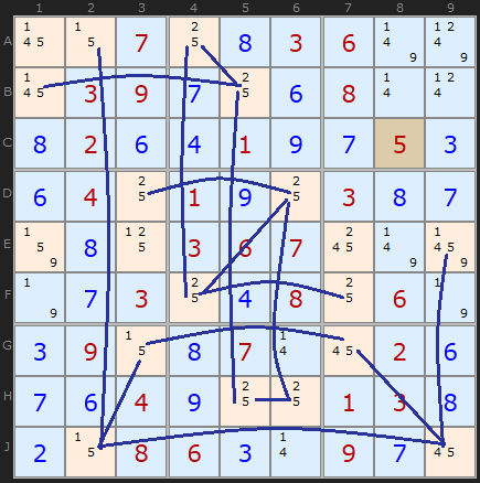 Chain Sudoku 6x6 - Hard 